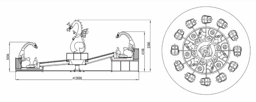 Rotating dinosaur rides